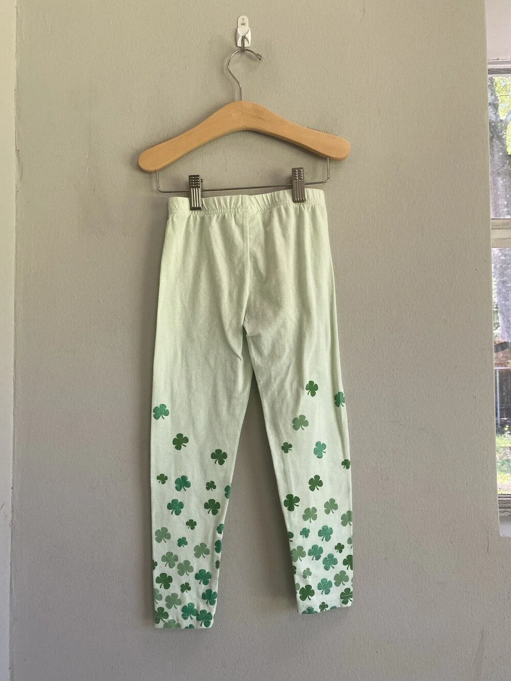 Disney Junior Minnie Mouse Shamrock Glitter Leggings Size 6